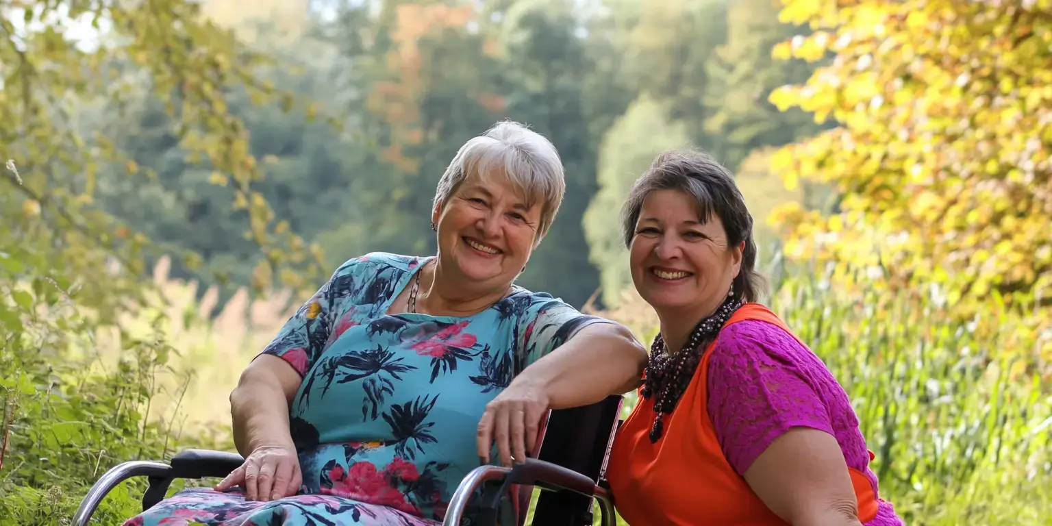Pflegekraft mit Seniorin beim Spaziergang – Alltag der Betreuung in Deutschland